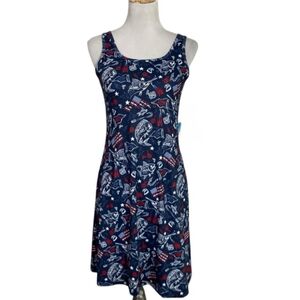 Columbia Blue Red Sleeveless Sporty Athletic Americana Dress XS UV Protection